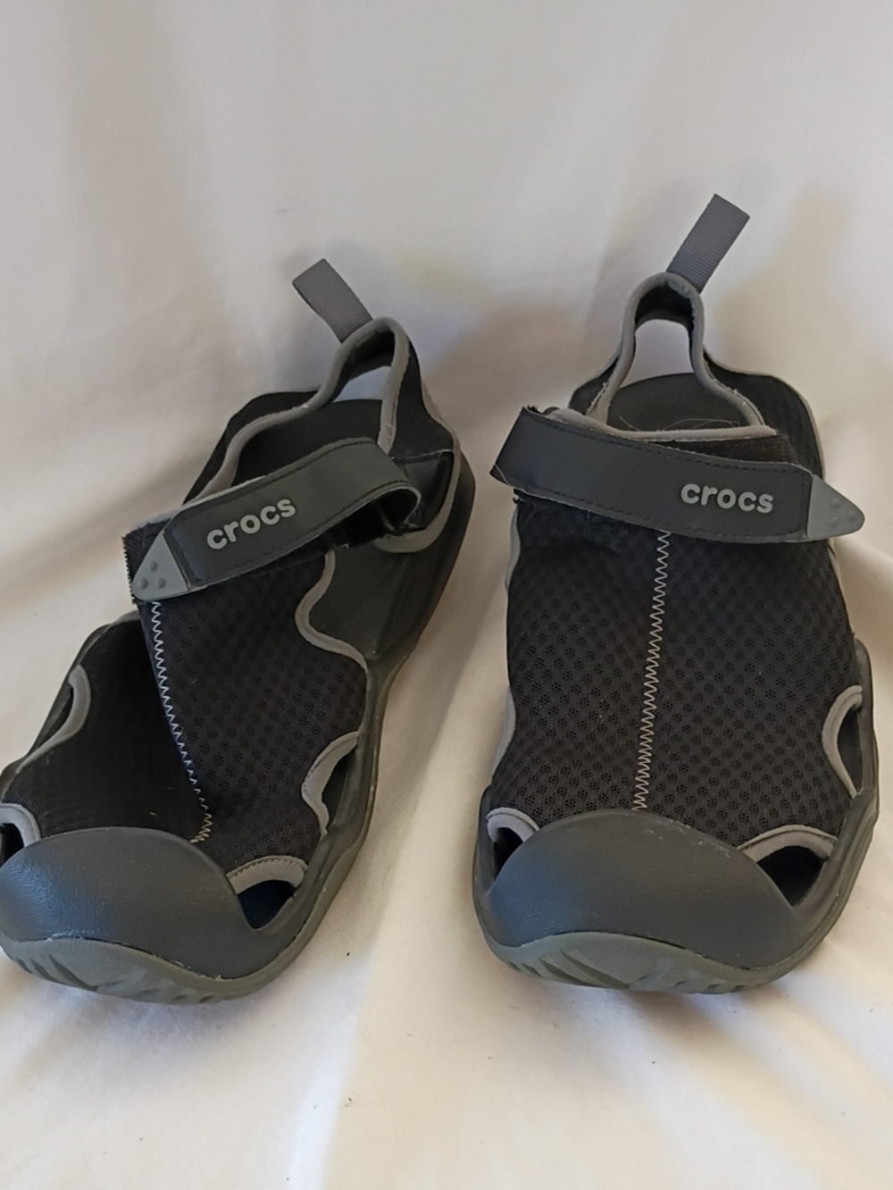 EUC Crocs Swiftwater Mesh Wave Mens Sport Sandals Slides Water Shoes Sz 12 Black
